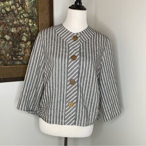 Darling! J'ENVIE New York Lightweight Striped Asymmetrical LG Button Jacket 8